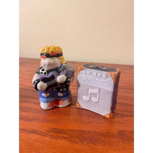 Vintage Rock Star and Speaker "Rocker" Hand Painted Salt and Pepper Shaker Set - Picture 1 of 3